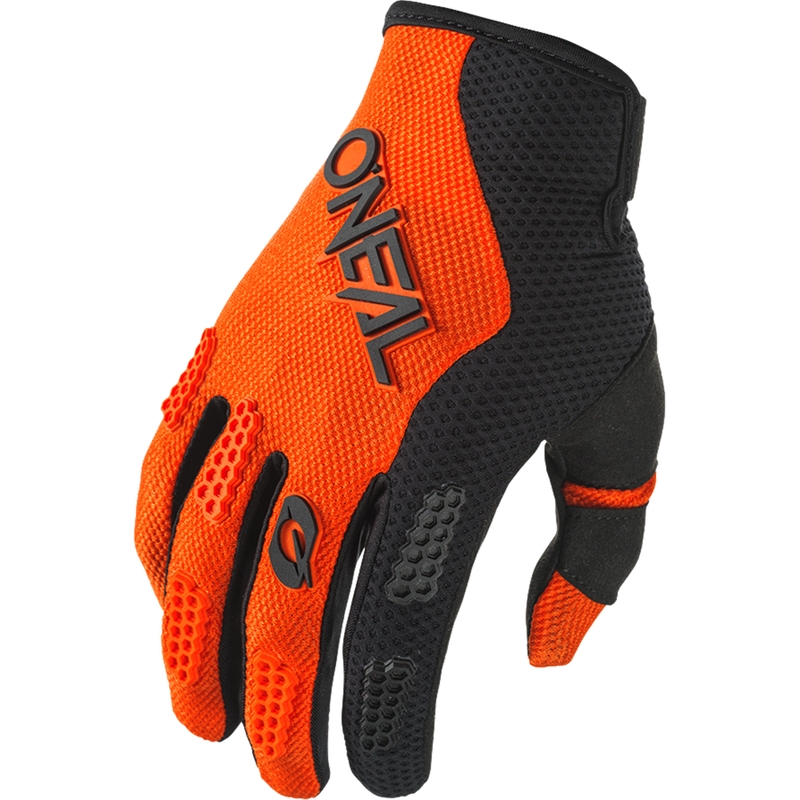 Guantes de motocross O´Neal Element Racewear, color negro y naranja.