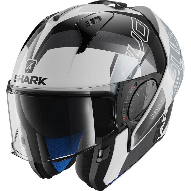 Překlápěcí přilba SHARK EVO-ONE 2 Slasher černo-bílo-stříbrná