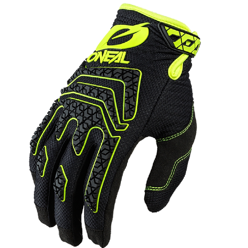 Guantes de motocross O'Neal Sniper Elite, color negro y amarillo flúor.