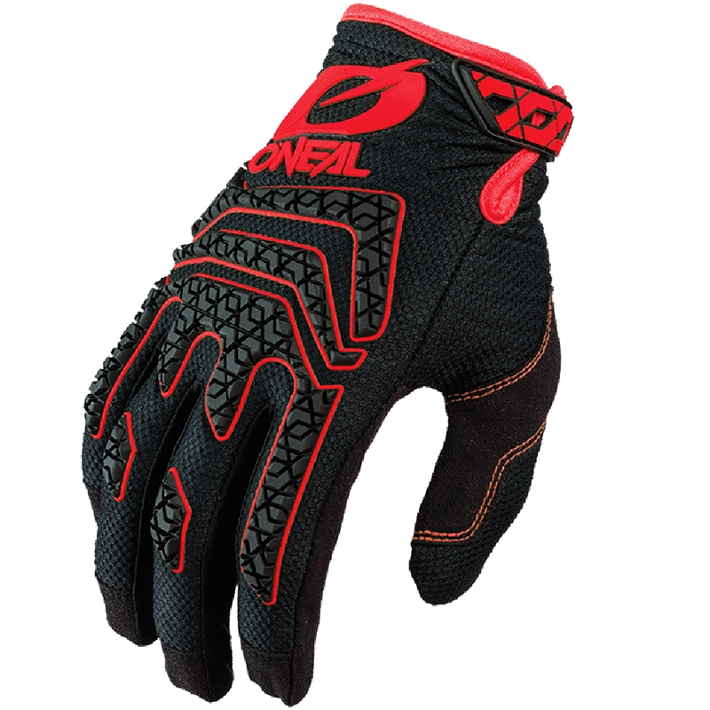 Guantes de motocross O'Neal Sniper Elite, color negro y rojo.