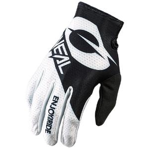 Guantes de motocross O'Neal Matrix Stacked, color negro y blanco.