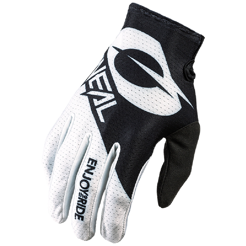 Guantes de motocross O'Neal Matrix Stacked, color negro y blanco.