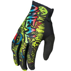 Guantes de motocross O'Neal Matrix Rancid para niños, color negro y amarillo flúor.