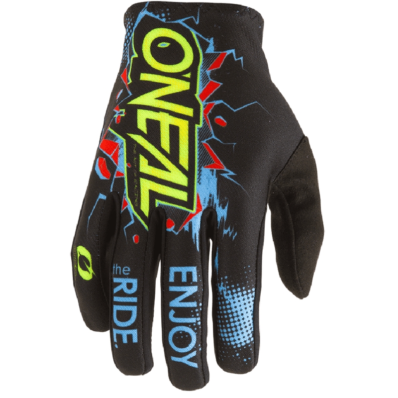 Guantes de motocross O'Neal Matrix Villain para niños, color negro.