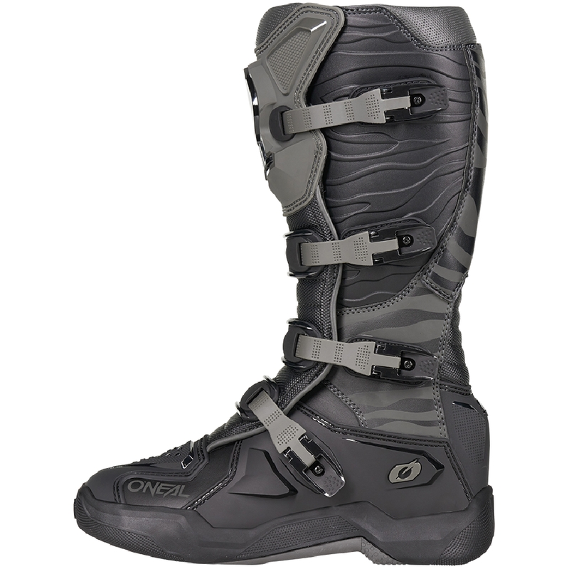 Botas de motocross O'Neal 3SRS Zebra, color negro-gris