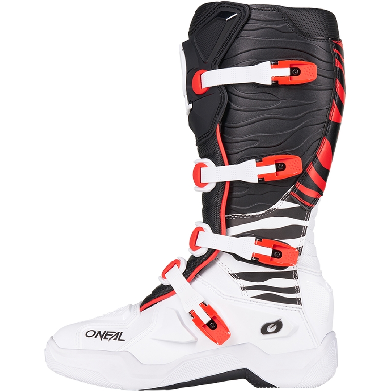 Botas de motocross O'Neal 3SRS Zebra negro-blanco-rojo