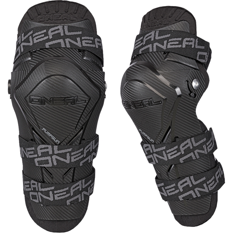 Rodilleras O´Neal PUMPBUN MX con aspecto de carbono, color negro.
