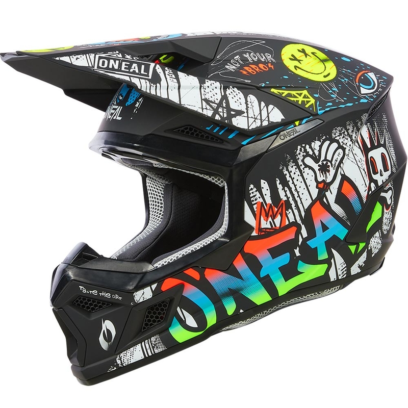 Casco de motocross infantil O'Neal 3SRS Rancid negro-blanco