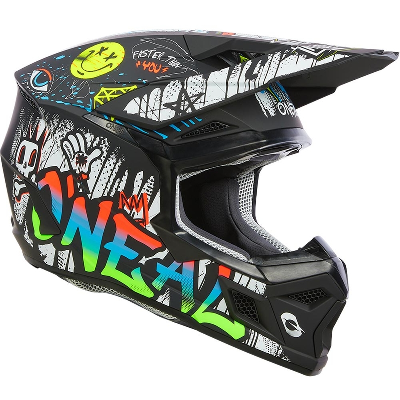 Casco de motocross infantil O'Neal 3SRS Rancid negro-blanco