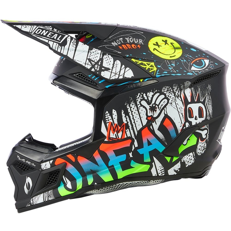 Casco de motocross infantil O'Neal 3SRS Rancid negro-blanco