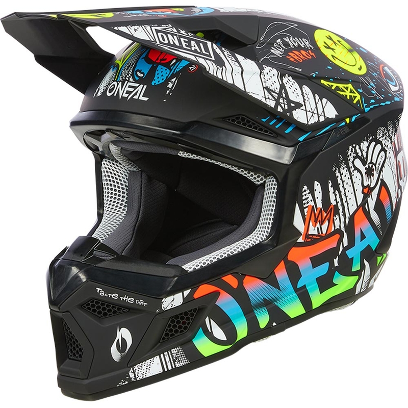Casco de motocross infantil O'Neal 3SRS Rancid negro-blanco