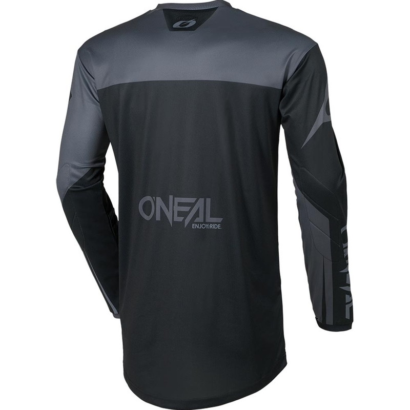 Camiseta de motocross infantil O'Neal Element Racewear, color negro y gris.