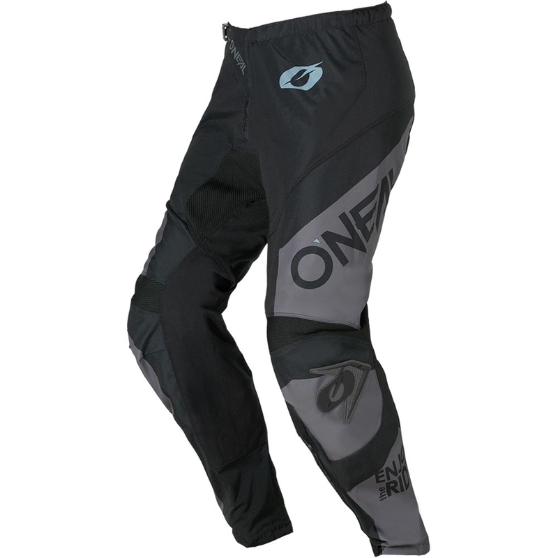 Pantalones de motocross para niños O'Neal Element Racewear, color negro y gris.