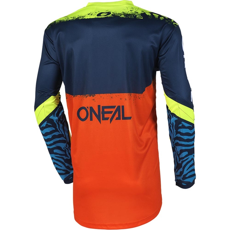 Camiseta de motocross infantil O'Neal Element Shocker azul-naranja
