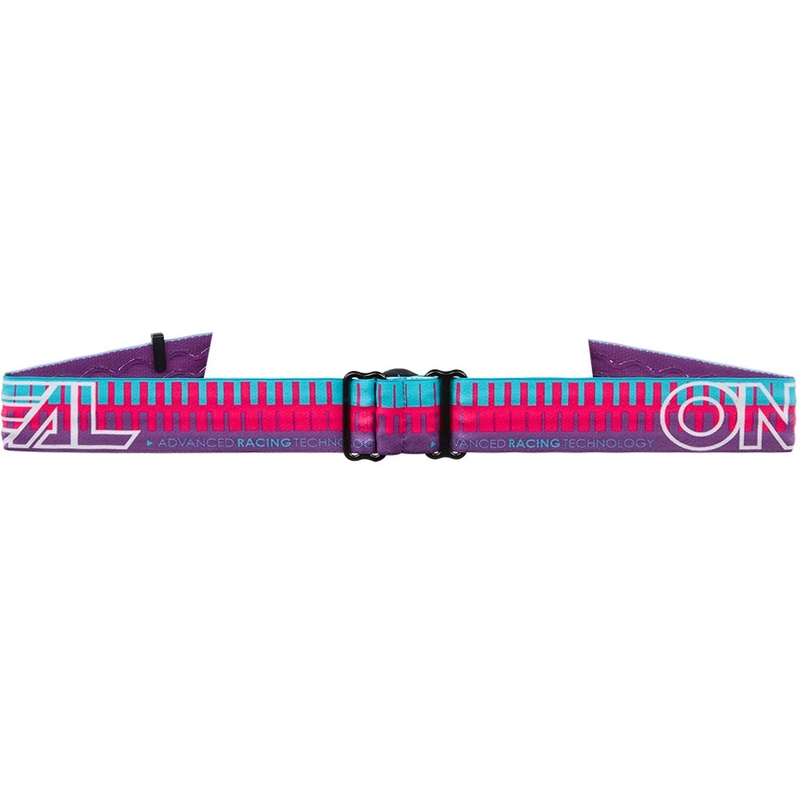 Gafas de motocross O'Neal B-10 a rayas para niños, color rosa y morado.