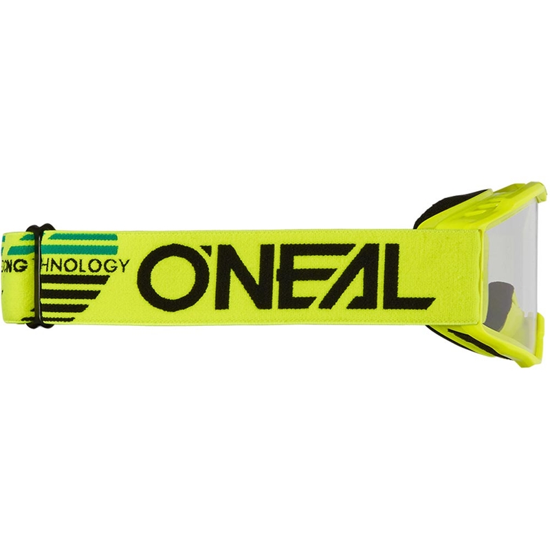 Gafas de motocross para niños O'Neal B-10. Color amarillo flúor sólido con plexiglás transparente.