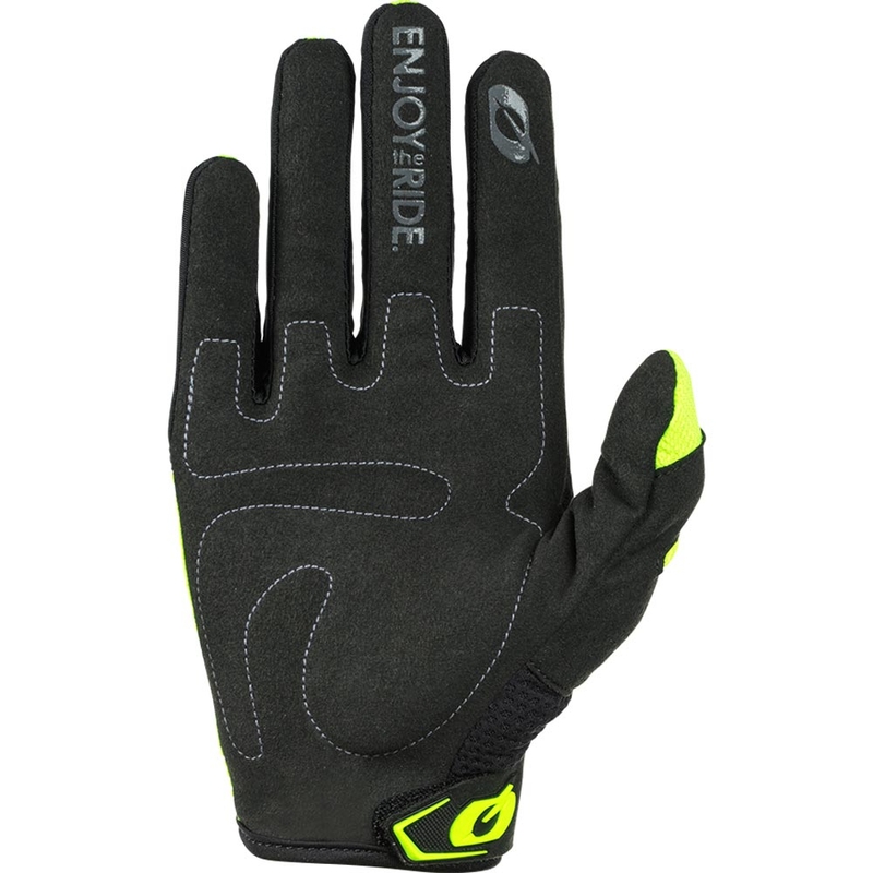 Guantes de motocross para niños O´Neal Element Racewear, color negro y amarillo flúor.