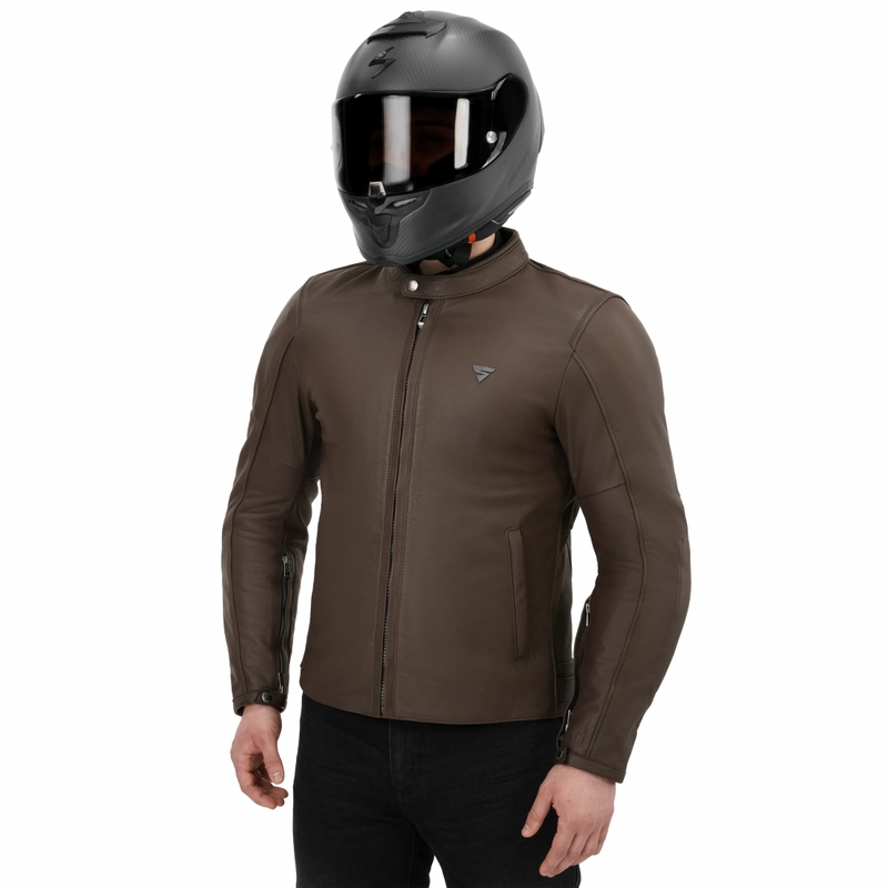 Chaqueta de moto de cuero Shima Hunter 3.0 marrón