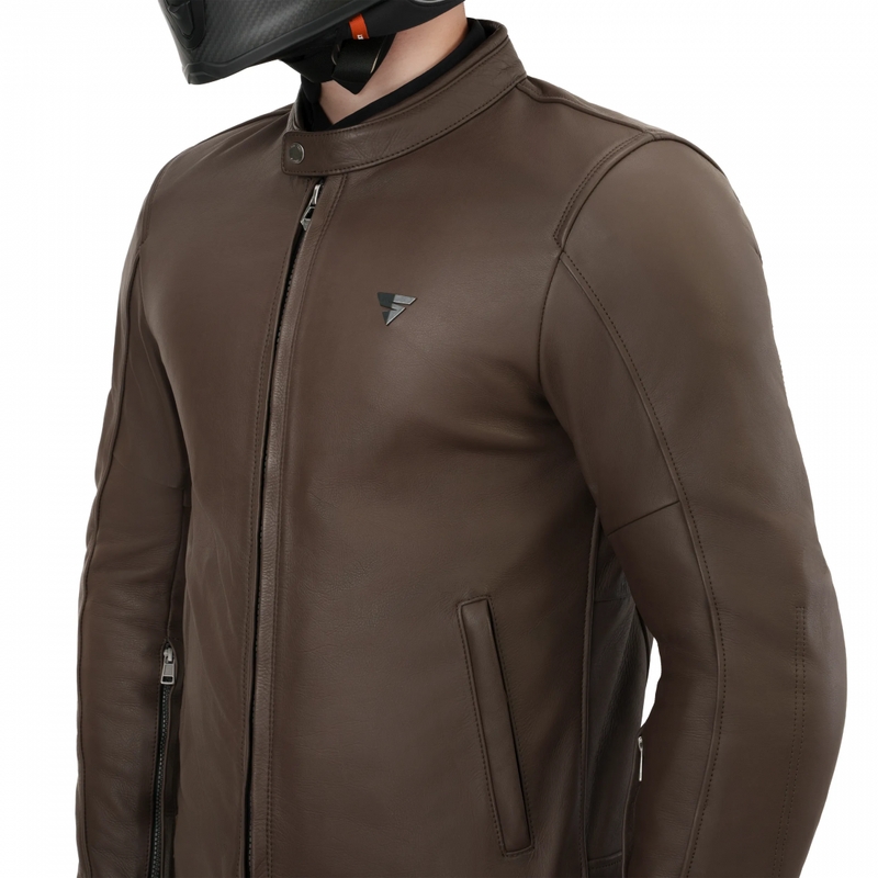 Chaqueta de moto de cuero Shima Hunter 3.0 marrón