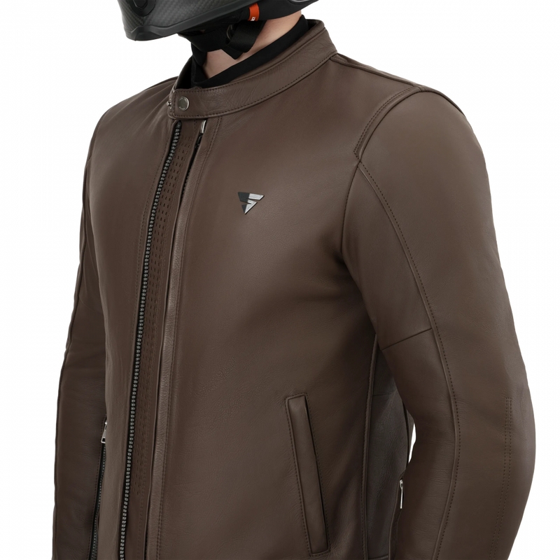 Chaqueta de moto de cuero Shima Hunter 3.0 marrón