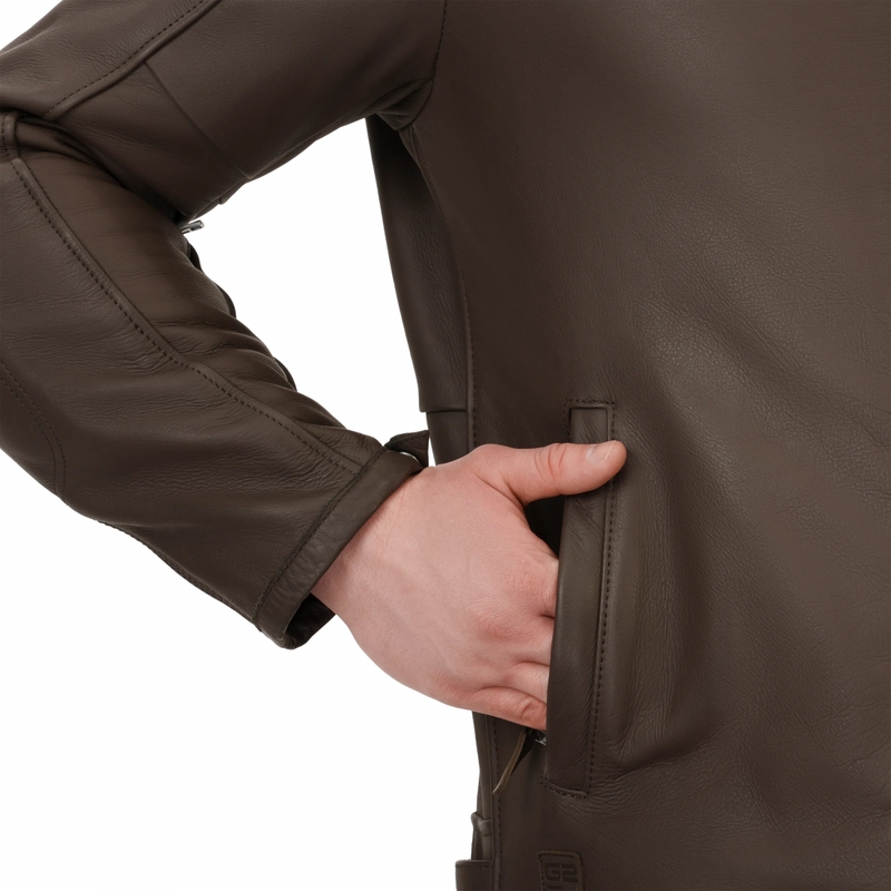 Chaqueta de moto de cuero Shima Hunter 3.0 marrón