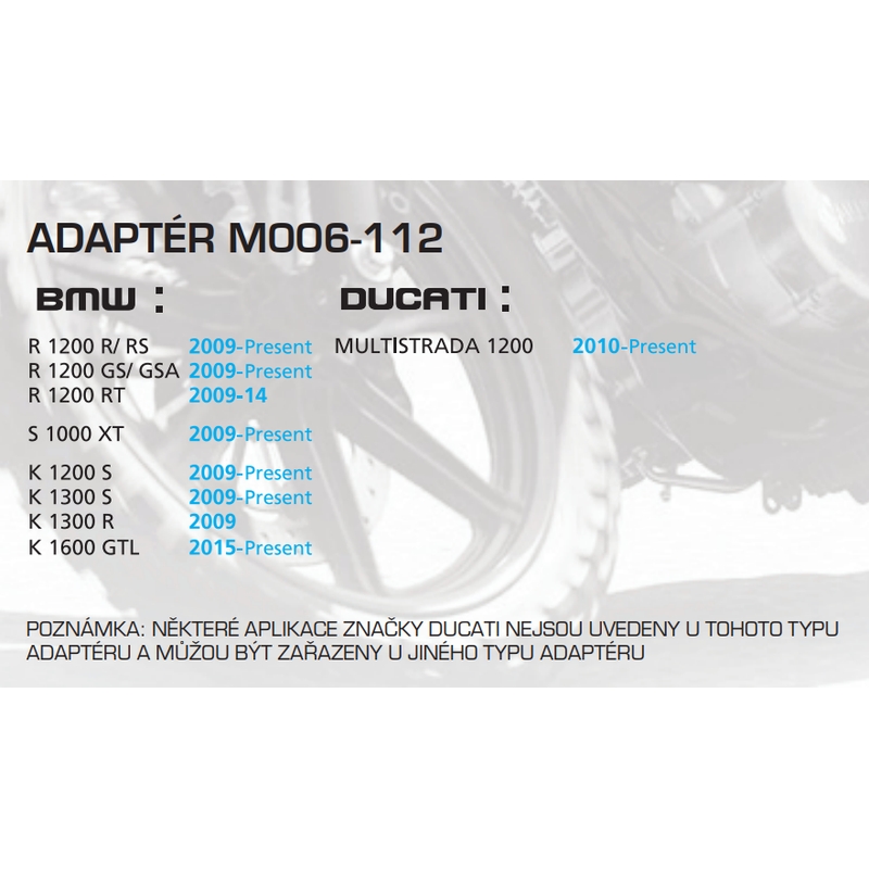 Adaptador para bolsas sobredepósito Oxford - BMW, Ducati