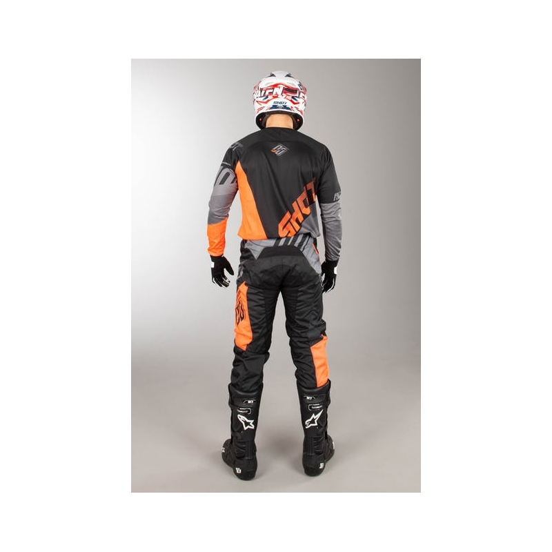 Komplet (dres + kalhoty) Shot DEVO Ultimate černo-fluo oranžový