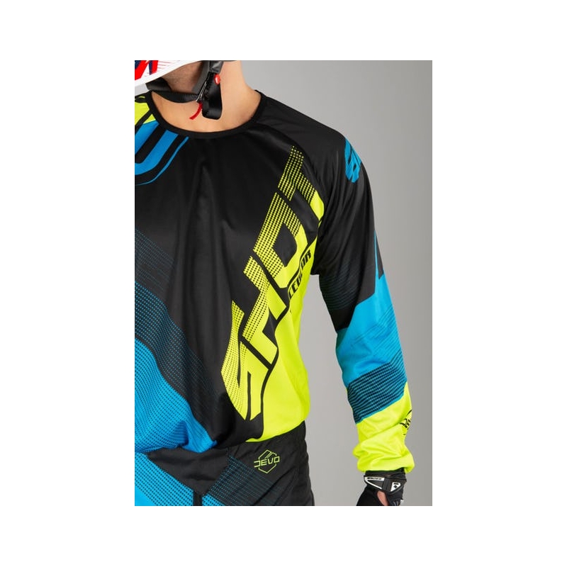 Komplet (dres + kalhoty) Shot DEVO Ultimate modro-fluo žlutý
