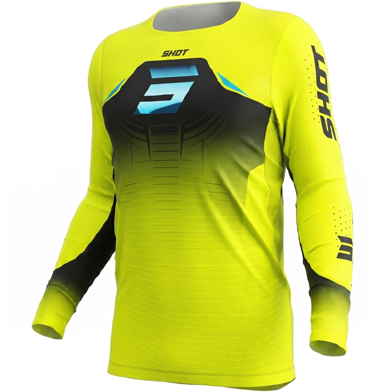 Camiseta de motocross Shot Aerolite Phase amarillo flúor