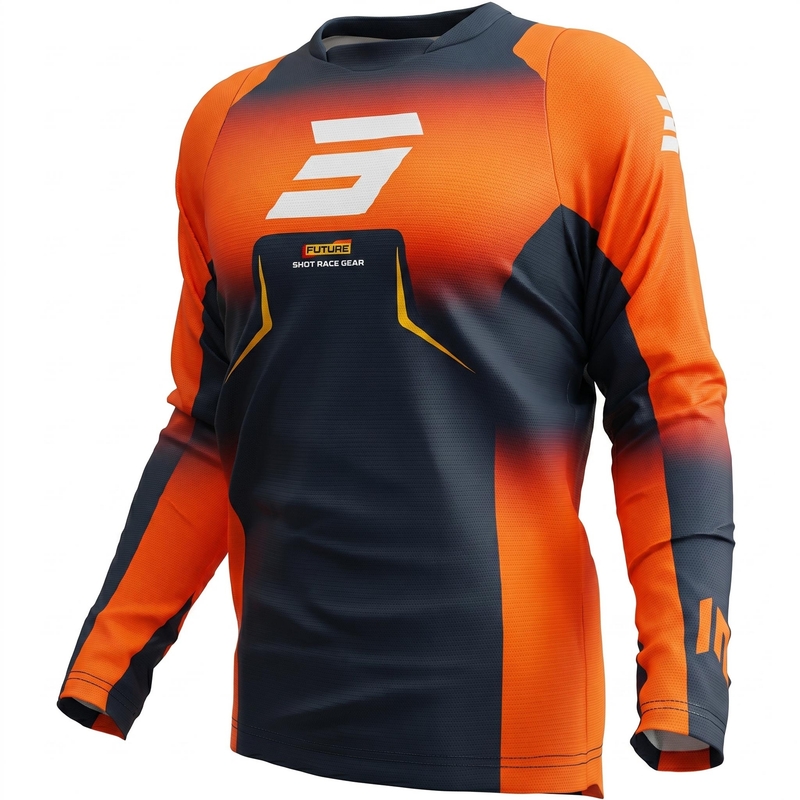 Camiseta de motocross Shot Devo Future azul-naranja