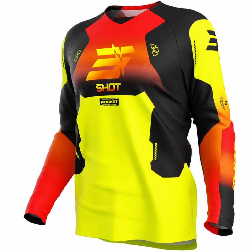Camiseta de motocross infantil Shot Draw Rocket amarillo flúor