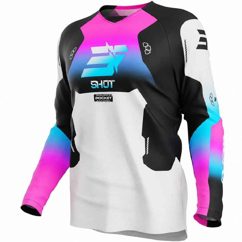 Camiseta de motocross infantil Shot Draw Rocket rosa