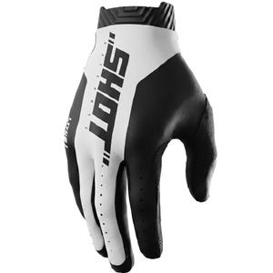 Guantes de motocross Shot Lite Skin en blanco y negro.
