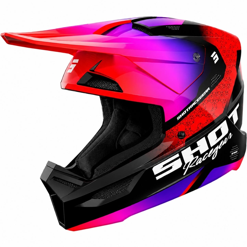 Casco de motocross infantil Shot Furious Stream rojo brillante