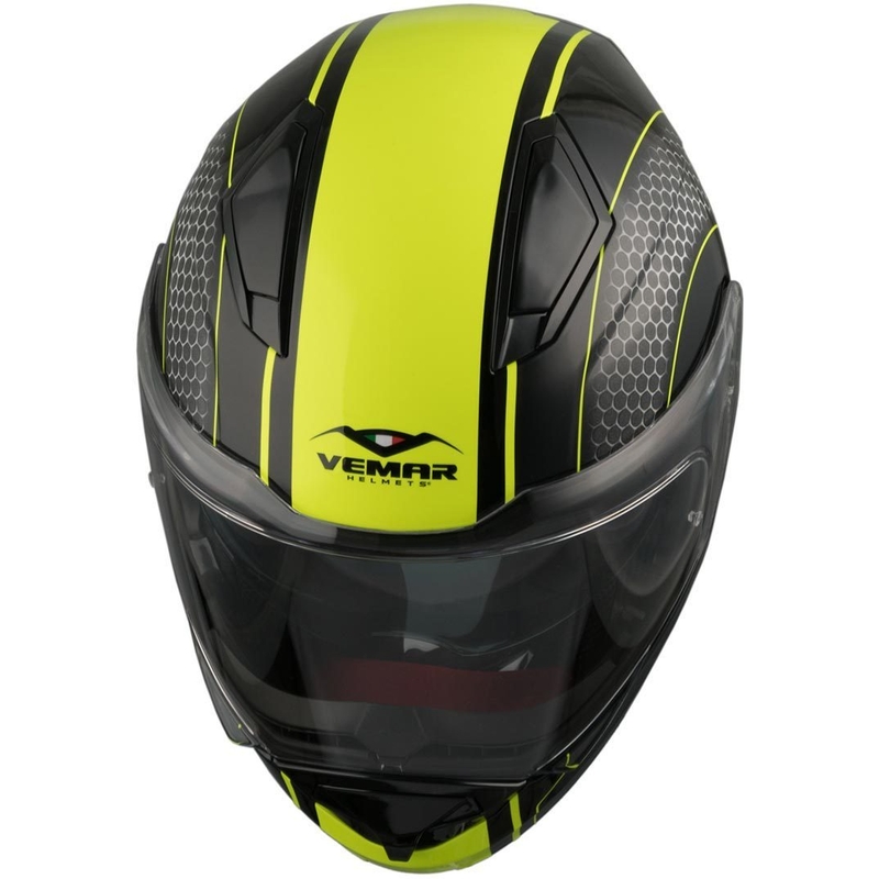 Výklopná přilba Vemar Sharki Hive černá matná-šedá-fluo žlutá