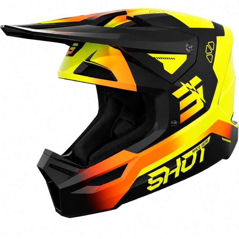 Casco de motocross infantil Shot Furious Rocket, amarillo flúor brillante