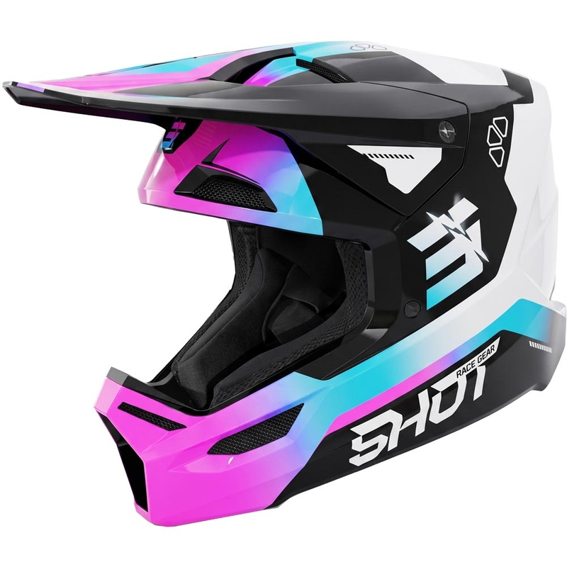 Casco de motocross infantil Shot Furious Rocket rosa brillante