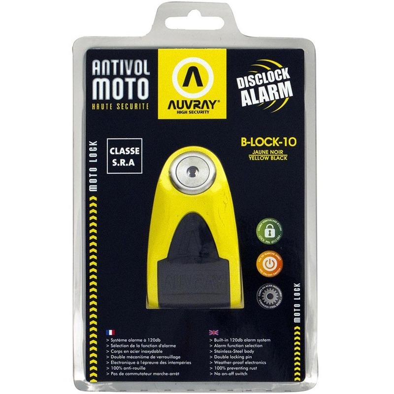 Bloqueo de disco de freno Auvray B-Lock 10 Alarma 120 dB amarillo