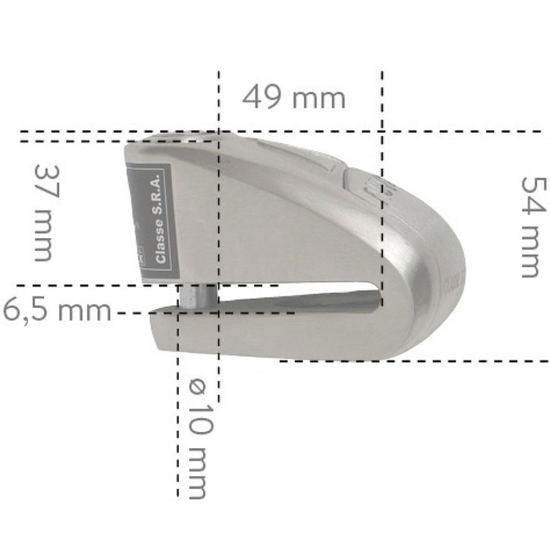 Candado de disco de freno Auvray B-Lock 10 con alarma de 120 dB, acero plateado