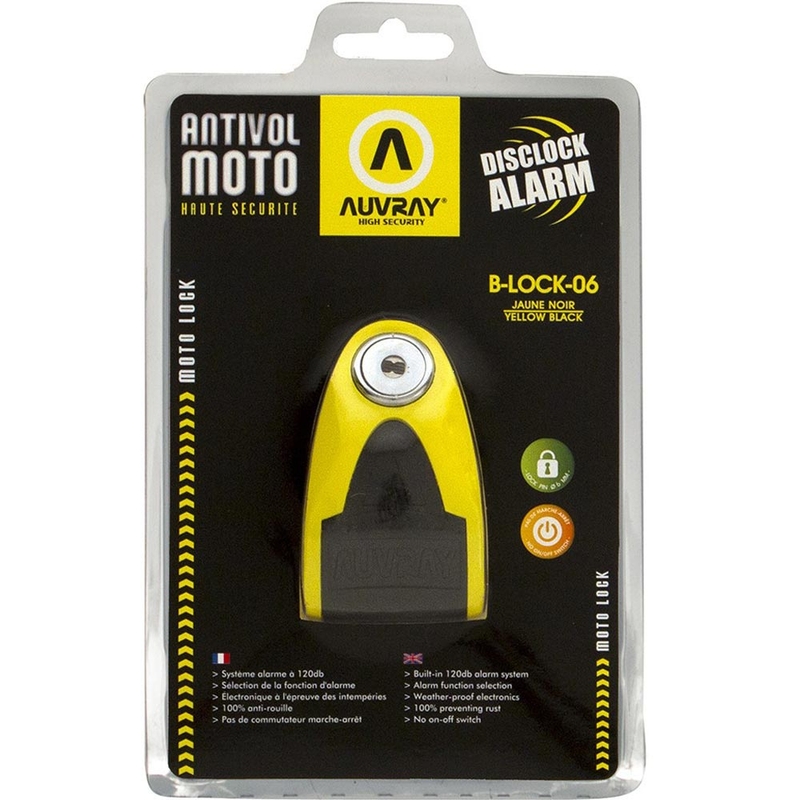 Candado de disco de freno Auvray B-Lock 06 con alarma de 120 dB, amarillo