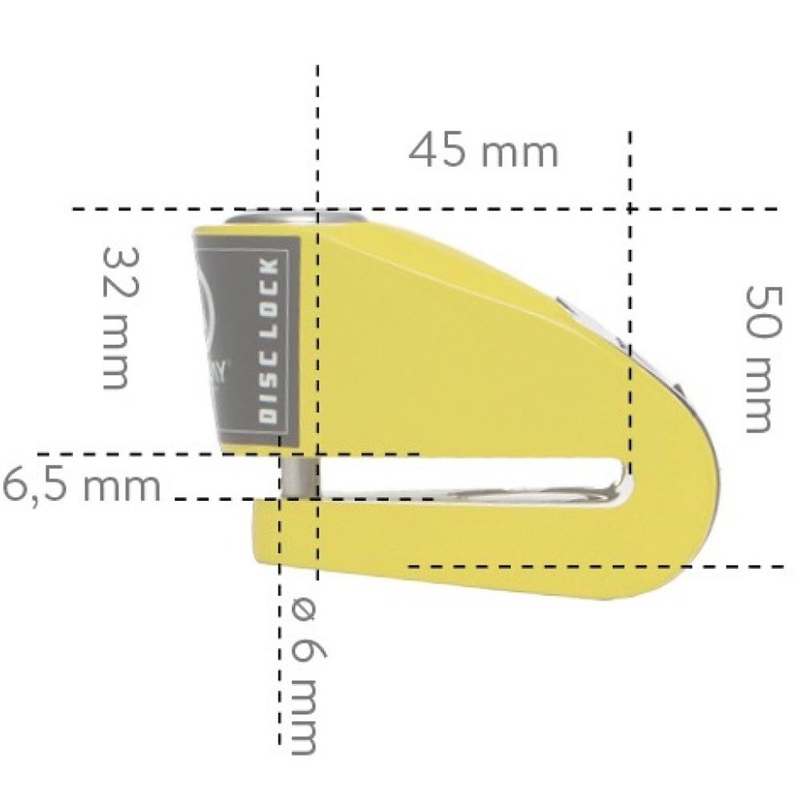 Candado de disco de freno Auvray B-Lock 06 con alarma de 120 dB, amarillo