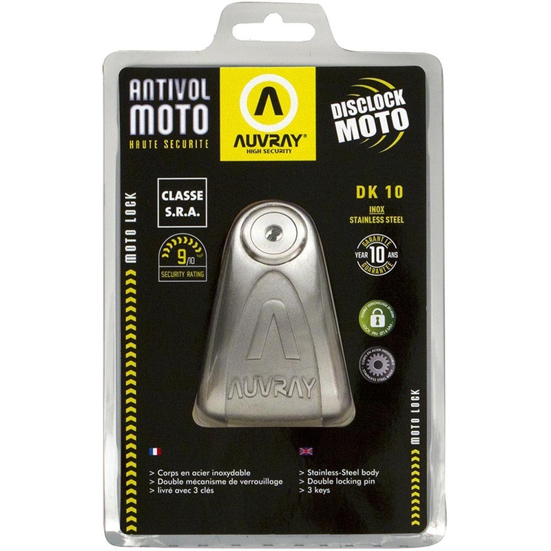 Candado de disco de freno Auvray DK 10, acero plateado