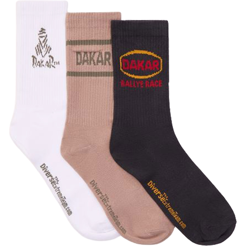 Conjunto de 3 pares de calcetines DAKAR Athlan II, color gris y blanco.