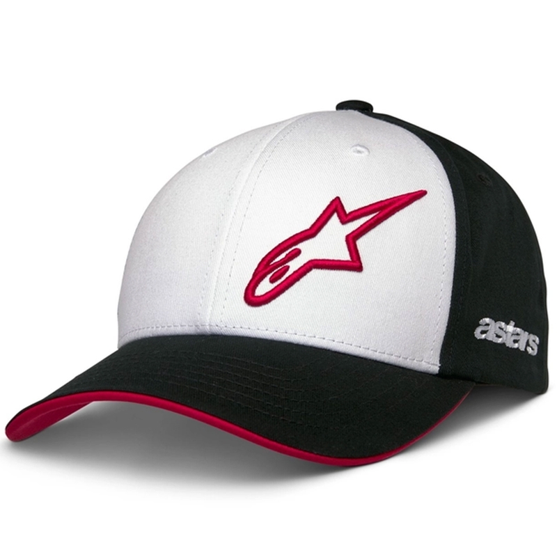 Gorra snapback Sessionized de Alpinestars en blanco, negro y rojo