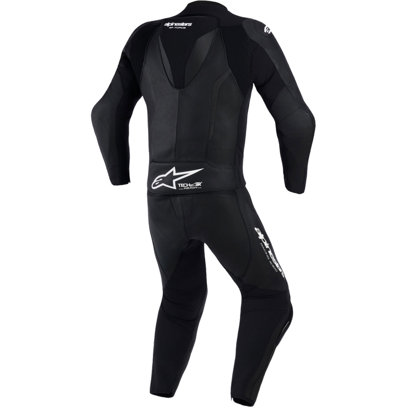 Mono de cuero de dos piezas Alpinestars GP Force V2 en blanco y negro.