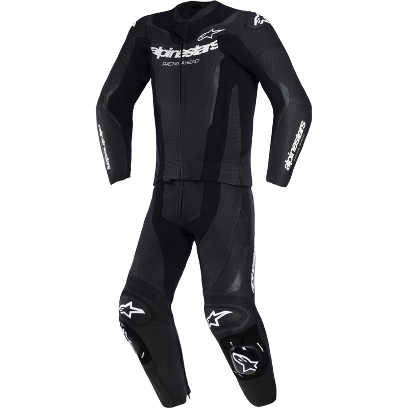 Mono de cuero de dos piezas Alpinestars GP Force V2 en blanco y negro.
