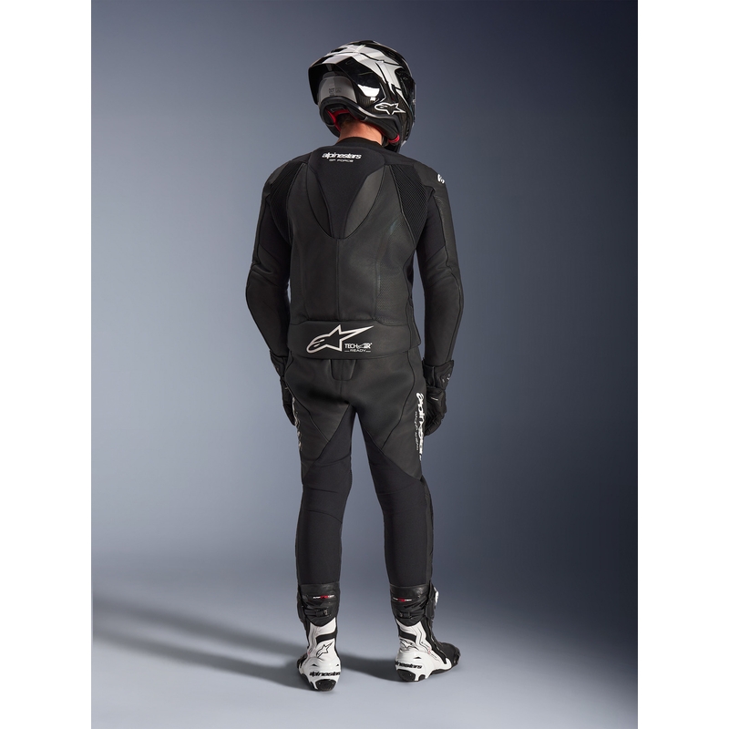 Mono de cuero de dos piezas Alpinestars GP Force V2 en blanco y negro.