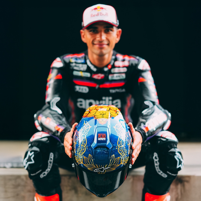 Casco integral de moto Alpinestars Supertech R10 Marthainator edición limitada JORGE MARTIN azul perla oro rojo