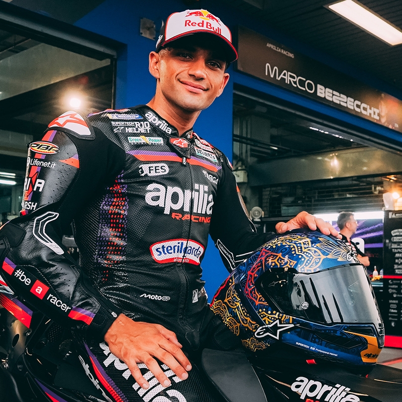 Casco integral de moto Alpinestars Supertech R10 Marthainator edición limitada JORGE MARTIN azul perla oro rojo