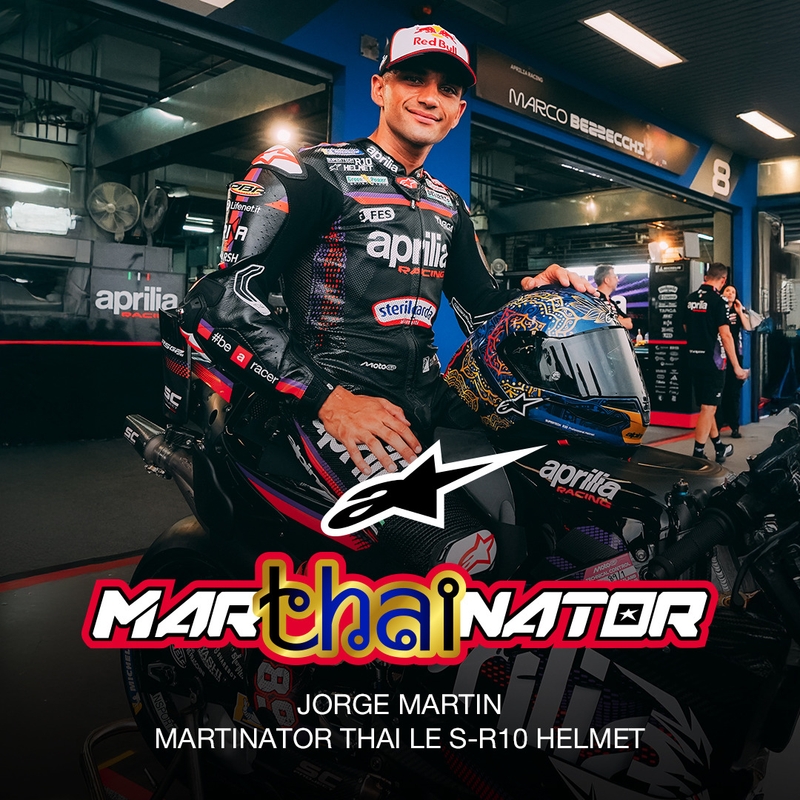 Casco integral de moto Alpinestars Supertech R10 Marthainator edición limitada JORGE MARTIN azul perla oro rojo